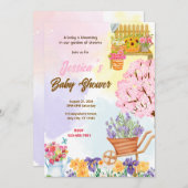 ブルーミングガーデンベビーシャワー 招待状 (正面/裏面)