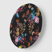 ブルーミングガーデン蝶の自由スタイル ラージ壁時計 (傾斜)