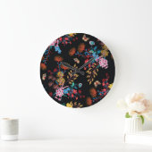 ブルーミングガーデン蝶の自由スタイル ラージ壁時計 (ホーム)