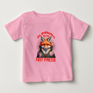 ブルーミングキツネファッション美学 ベビーTシャツ