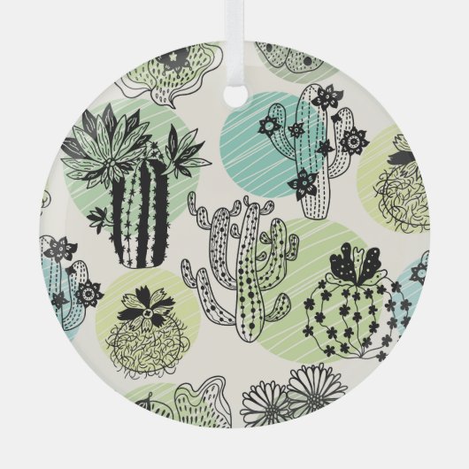 ブルーミングキャッツ:手描きシームレスチャーム ガラスオーナメント (正面)