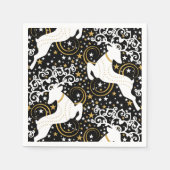 ブルーミングゴールデンクリスマスフローラ鹿 スタンダードカクテルナプキン (正面)