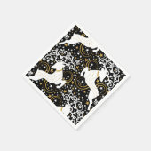 ブルーミングゴールデンクリスマスフローラ鹿 スタンダードカクテルナプキン (角)