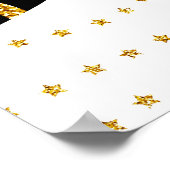 ブルーミングゴールデンクリスマスフローラ鹿 ポスター (角)