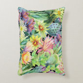 ブルーミングサボテン、水色のシームレスなパターン。 アクセントクッション (正面(垂直))