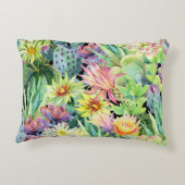 ブルーミングサボテン、水色のシームレスなパターン。 アクセントクッション (裏面)