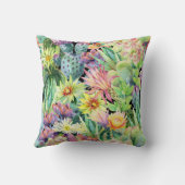 ブルーミングサボテン、水色のシームレスなパターン。 クッション (裏面)