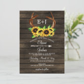 ブルーミングサンフラワーズ〔雄ジカの〕枝角カントリーシ結婚ック 招待状 (スタンド正面)