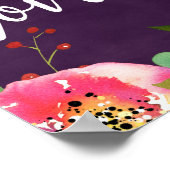 ブルーミングシックなカラー編集可能結婚な愛は甘い ポスター (角)