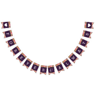 ブルーミングシックなカラー編集可能結婚な永遠 バンティングフラッグ