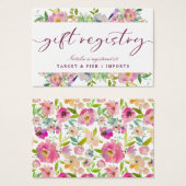 ブルーミングシックなシャワーギフトレジストリ挿入カード (正面&裏面)