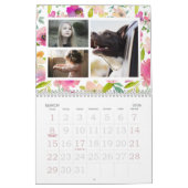 ブルーミングシックなピンクのフローラカスタムファミリーフォト カレンダー (3月 2026)