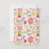 ブルーミングシックなピンクのフローラ結婚のリハーサルディナー 招待状 (裏面)