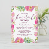 ブルーミングシックピンク結婚フローラブライダルシャワー 招待状 (スタンド正面)