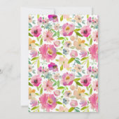 ブルーミングシックピンク結婚フローラブライダルシャワー 招待状 (裏面)