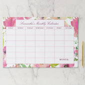 ブルーミングシックフローラパーソナライズされた月次カレンダー ペーパーパッド (インサイチュ)