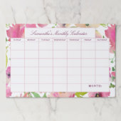 ブルーミングシックフローラパーソナライズされた月次カレンダー ペーパーパッド (正面)