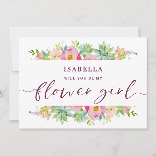 ブルーミングシックフローラフラワーガールプロポーズカード (正面)