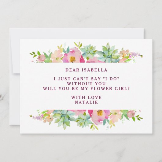 ブルーミングシックフローラフラワーガールプロポーズカード (裏面)