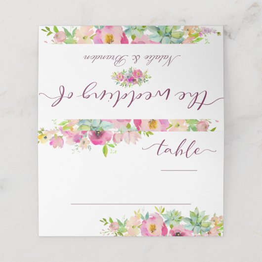 ブルーミングシックフローラ結婚シーティングのテーブル番号 プレイスカード (外部開封)