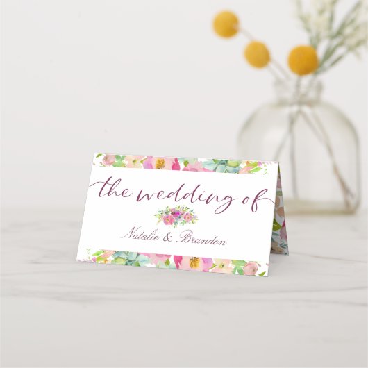 ブルーミングシックフローラ結婚シーティングのテーブル番号 プレイスカード (裏面)