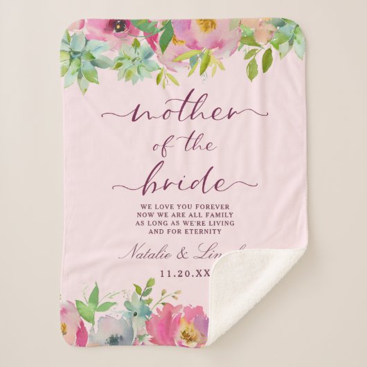 ブルーミングシックミント&赤面マザーオブザブライド シェルパブランケット (正面)