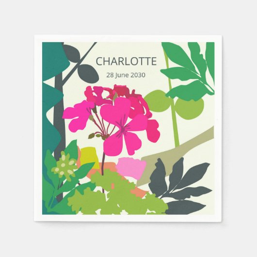 ブルーミングジェラニウムフローリストガーデンパーティー スタンダードカクテルナプキン (正面)
