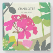 ブルーミングジェラニウムフローリストガーデンパーティー ストーンコースター (正面)