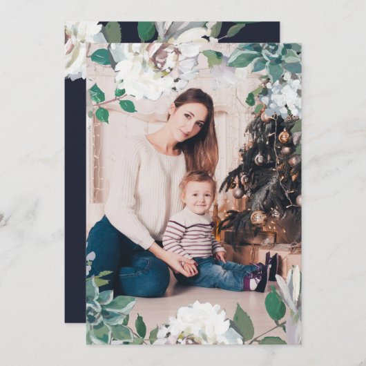 ブルーミングジョイフローラクリスマスダブルフォトカード シーズンカード (正面/裏面)