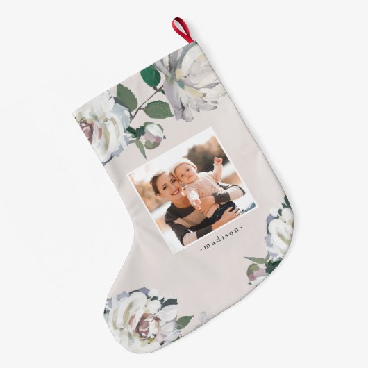 ブルーミングジョイフローラフォトクリスマスストッキング ラージクリスマスストッキング (裏面 (吊り時))