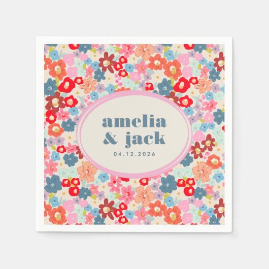 ブルーミングジョイブライトフローラマクシマリス結婚ト スタンダードカクテルナプキン (正面)
