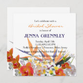 ブルーミングジョイ-トロピカルフラワーズブライダルシャワー 招待状 (正面/裏面)