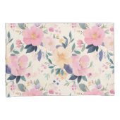 ブルーミングセレニティピンクローズウォーターカラー 枕カバー (正面右)