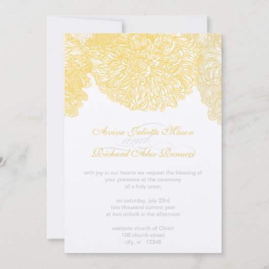 ブルーミングダリアイエローアイリス結婚ズ 招待状 (正面)