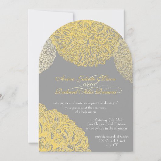 ブルーミングダリアイエローアイリス結婚ズ 招待状 (正面)