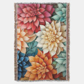 ブルーミングダリアエレガンス：多彩なフローラ スローブランケット (正面縦)