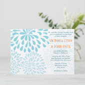 ブルーミングダリアコーラルブルーフローラ結婚式の招待 招待状 (スタンド正面)