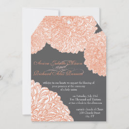 ブルーミングダリアピーチコーラル結婚ズ 招待状