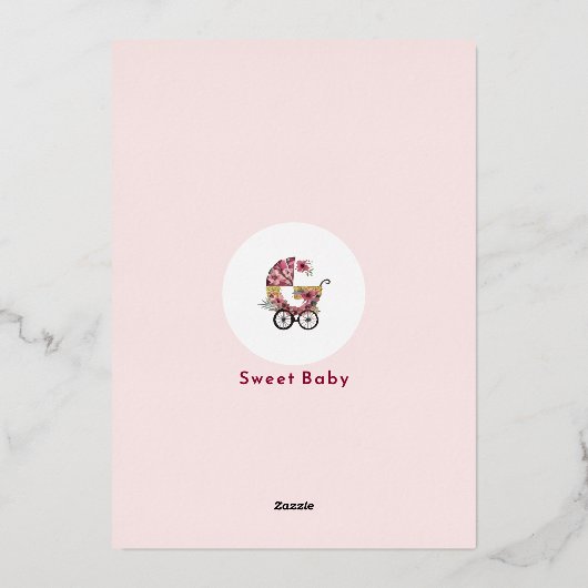 ブルーミングツリー赤ちゃんシャワー箔招待状 箔招待状 (裏面)