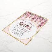 ブルーミングツリー赤ちゃんシャワー箔招待状 箔招待状 (回転した状態)