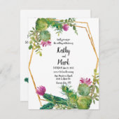 ブルーミングデザートサボテンの結婚式の招待 (正面/裏面)