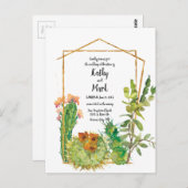 ブルーミングデザートサボテン幾何結婚の ポストカード (正面/裏面)