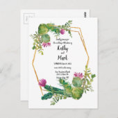 ブルーミングデザートサボテン結婚式招待はがき ポストカード (正面/裏面)