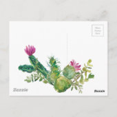 ブルーミングデザートサボテン結婚式招待はがき ポストカード (裏面)