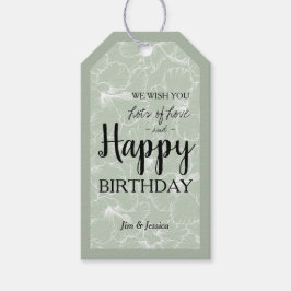 ブルーミングハイビスカスフローラスケッチセージグリーン ギフトタグ