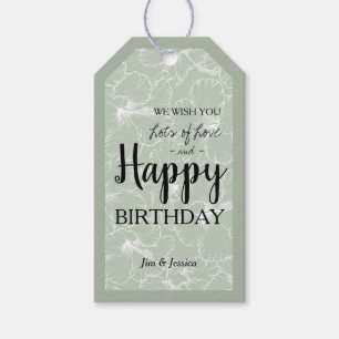 ブルーミングハイビスカスフローラスケッチセージグリーン ギフトタグ