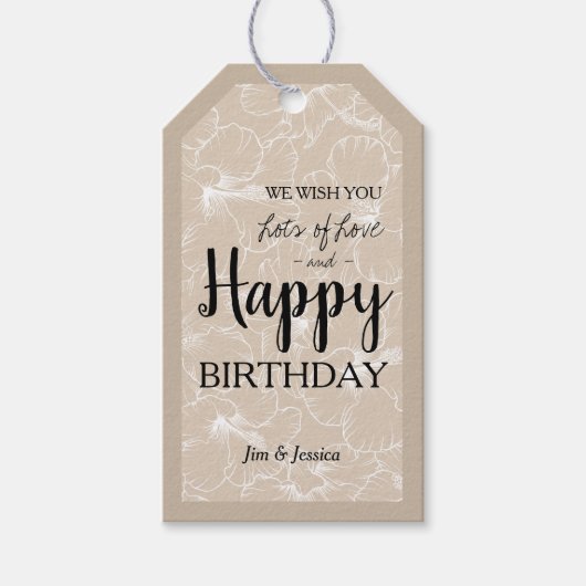 ブルーミングハイビスカスフローラスケッチチューペギフトラベル ギフトタグ (正面)