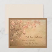 ブルーミングバラブランチピンク金ゴールドヴィンテージ 出欠カード (正面/裏面)