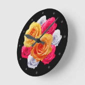 ブルーミングバラモチーフ時計 ラウンド壁時計 (傾斜)