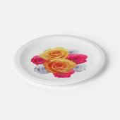 ブルーミングバラモチーフ紙プレート ペーパープレート (アングル)